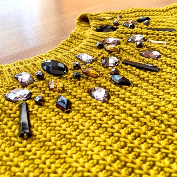 H&M mustard knit sweater with rhinestone embellishment (S) - Picture 7 of 7
